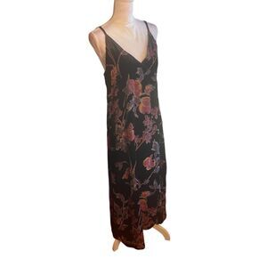 NWT Rachel Zoe 14 Black Velvet Burnout Floral Slip Maxi Dress Dark Romantic Sexy